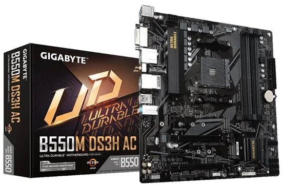 GIGABYTE B550M DS3H AC Emolevy - AMD B550 - AMD AM4 -liitin - DDR4 RAM - Micro-ATX