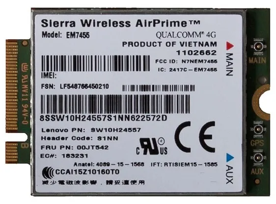 Lenovo LTE Sierra EM7455 -moduuli/modeemi