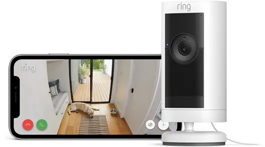 Ring Stick Up Cam Pro ulkoturvakamera virtaliitännällä, Valkoinen